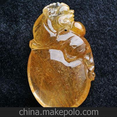 供應(yīng)純天然金發(fā)鈦晶招財貔貅掛墜 實(shí)拍鑒賞與工藝解析